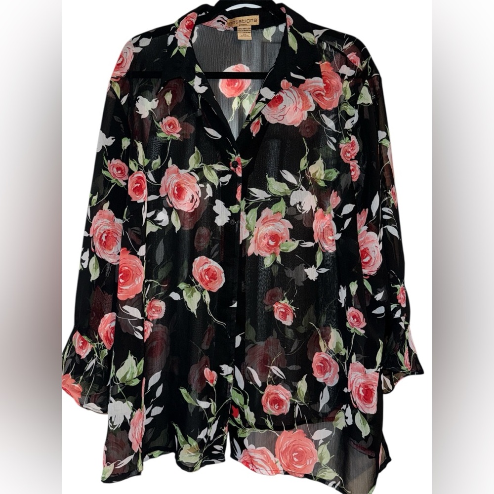 Women’s Sheer Floral Button-Down Shirt by Notations